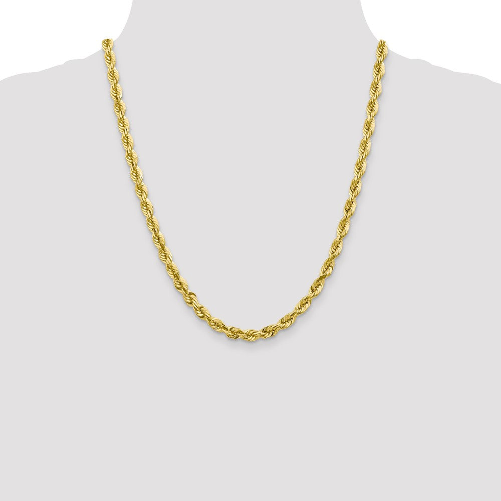 22 Inch 10K Yellow Gold 5.5mm Diamond Cut Rope Chain Necklace