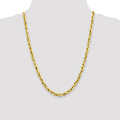 24 Inch 10K 5.5mm Diamond-Cut Rope Chain Necklace