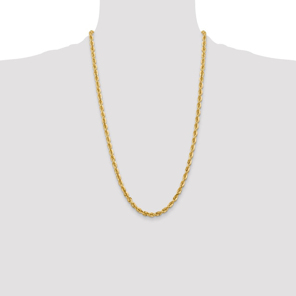26 Inch 10K Yellow Gold 5.5mm Diamond Cut Rope Chain Necklace