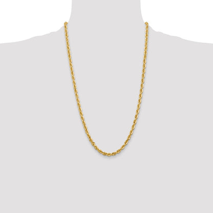 26 Inch 10K Yellow Gold 5.5mm Diamond Cut Rope Chain Necklace