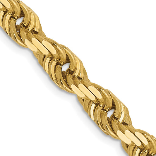 26 Inch 10K Yellow Gold 5.5mm Diamond Cut Rope Chain Necklace