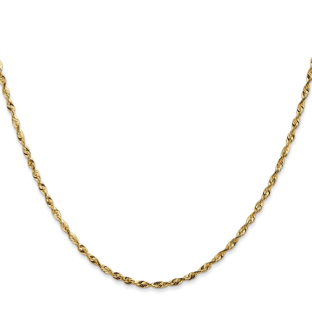 22 Inch 10K Yellow Gold 1.8mm Diamond Cut Lightweight Rope Chain Necklace