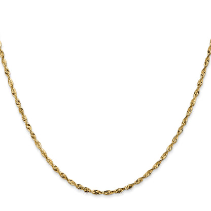 26 Inch 10K Yellow Gold 1.8mm Diamond Cut Lightweight Rope Chain Necklace