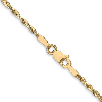 16 Inch 10K Yellow Gold 1.8mm Diamond Cut Lightweight Rope Chain Necklace