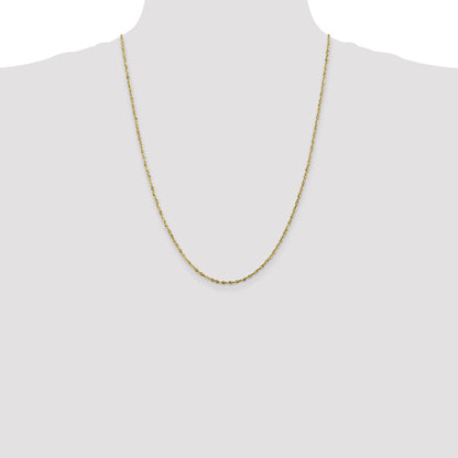 24 Inch 10K Yellow Gold 1.8mm Diamond Cut Lightweight Rope Chain Necklace