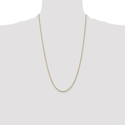 26 Inch 10K Yellow Gold 1.8mm Diamond Cut Lightweight Rope Chain Necklace