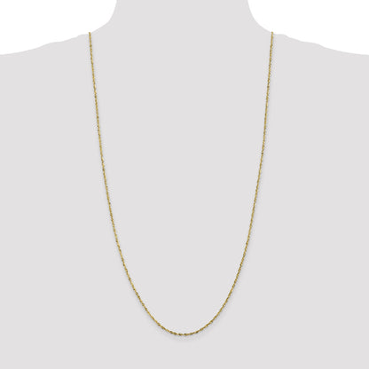 30 Inch 10K 1.8mm Diamond-Cut Lightweight Rope Chain Necklace