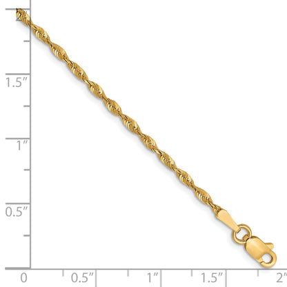8 Inch 10K Yellow Gold 1.8mm Diamond Cut Lightweight Rope Chain Bracelet