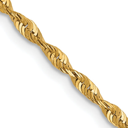 16 Inch 10K Yellow Gold 1.8mm Diamond Cut Lightweight Rope Chain Necklace