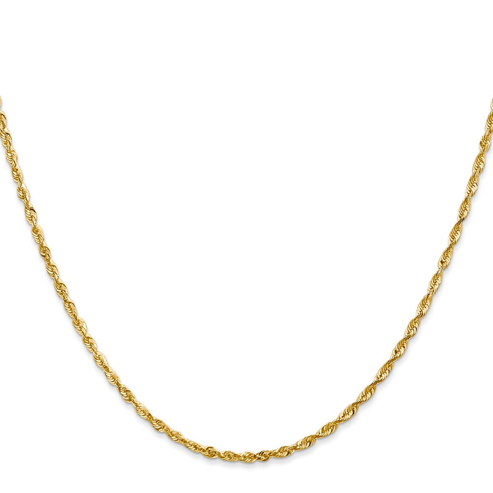 24 Inch 10K Yellow Gold 2mm Diamond Cut Lightweight Rope Chain Necklace