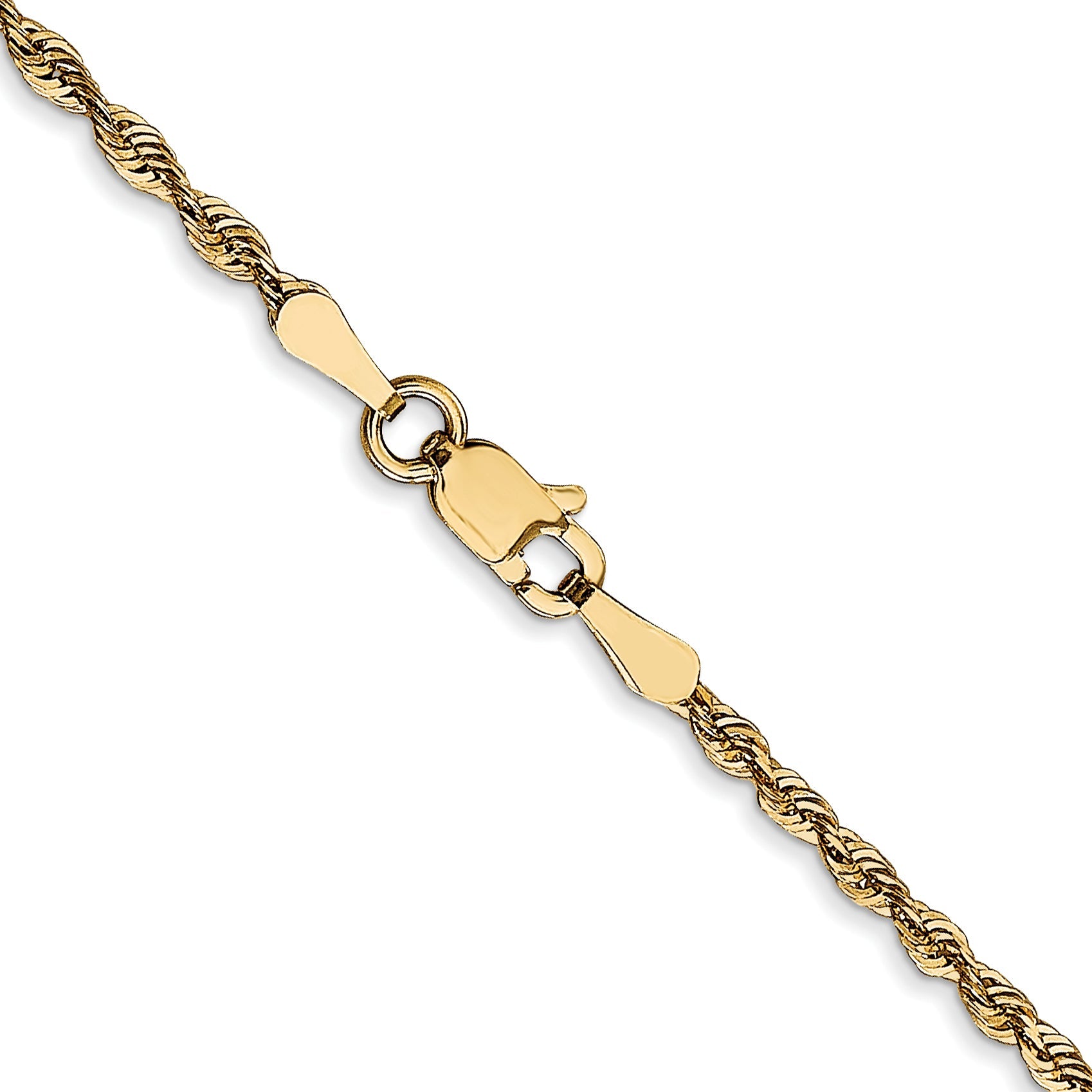 22 Inch 10K Yellow Gold 2mm Diamond Cut Lightweight Rope Chain Necklace