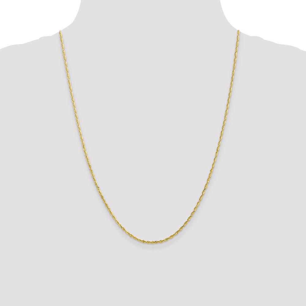 24 Inch 10K Yellow Gold 2mm Diamond Cut Lightweight Rope Chain Necklace