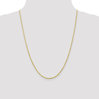 24 Inch 10K Yellow Gold 2mm Diamond Cut Lightweight Rope Chain Necklace