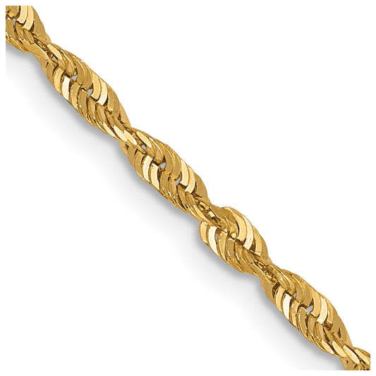 24 Inch 10K Yellow Gold 2mm Diamond Cut Lightweight Rope Chain Necklace