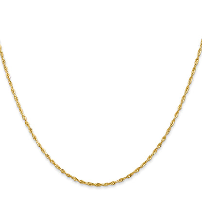 24 Inch 10K Yellow Gold 2.5mm Diamond Cut Lightweight Rope Chain Necklace