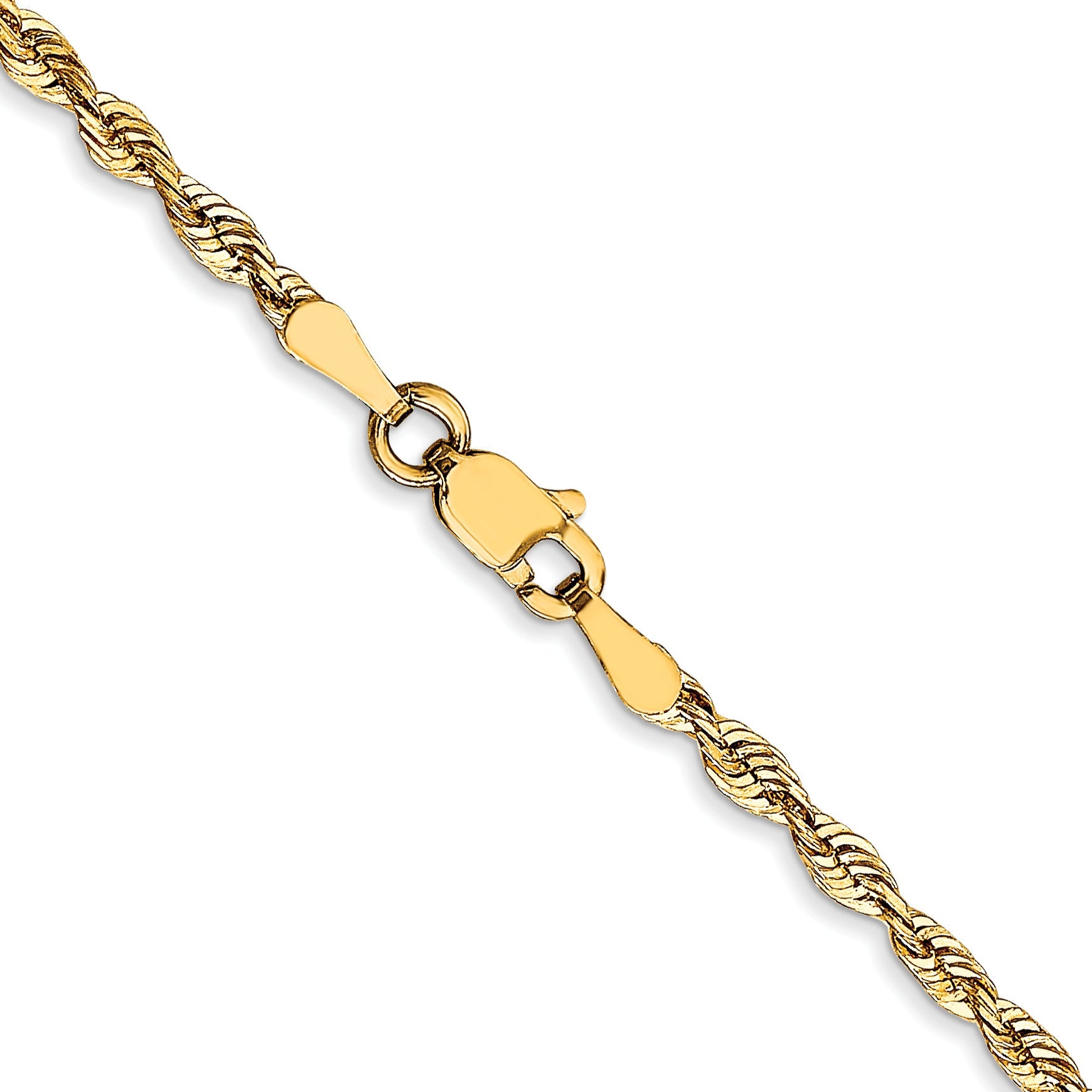 24 Inch 10K Yellow Gold 2.5mm Diamond Cut Lightweight Rope Chain Necklace