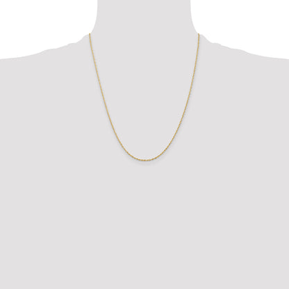 22 Inch 10K Yellow Gold 2.5mm Diamond Cut Lightweight Rope Chain Necklace