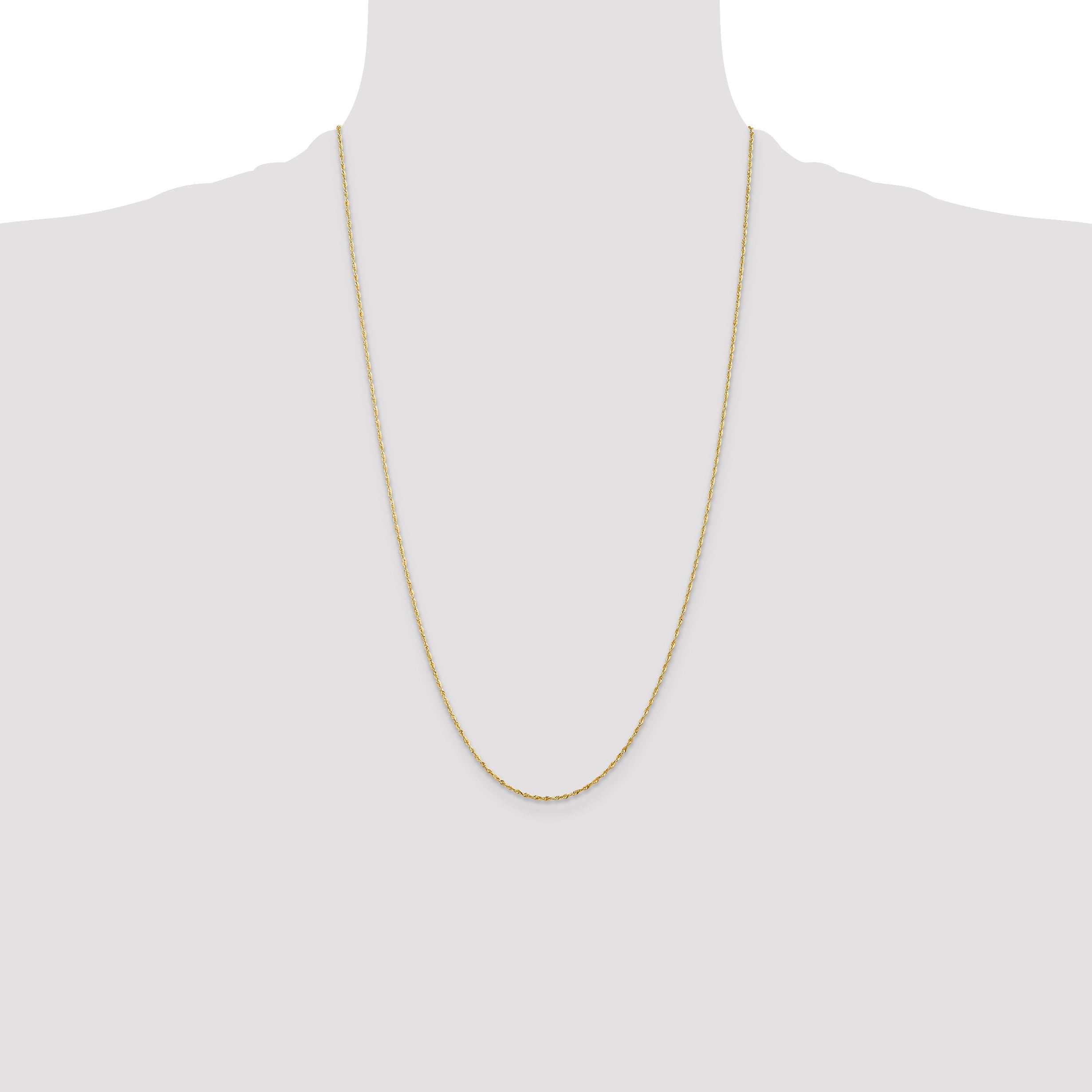 26 Inch 10K Yellow Gold 2.5mm Diamond Cut Lightweight Rope Chain Necklace