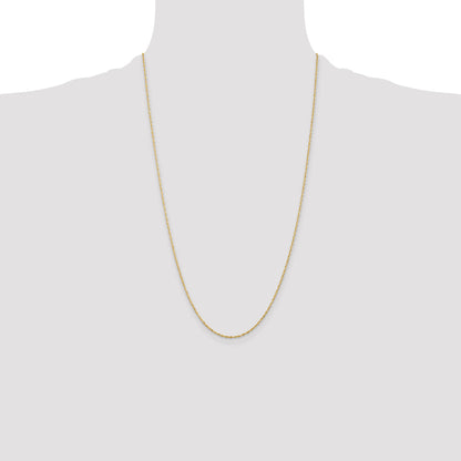 26 Inch 10K Yellow Gold 2.5mm Diamond Cut Lightweight Rope Chain Necklace