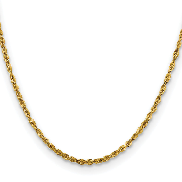 22 Inch 10K Yellow Gold 3mm Diamond Cut Lightweight Rope Chain Necklace