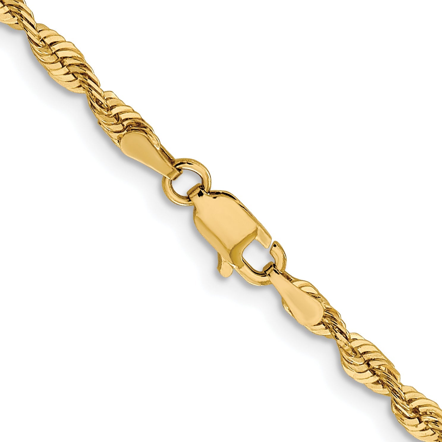 18 Inch 10K Yellow Gold 3mm Diamond Cut Lightweight Rope Chain Necklace