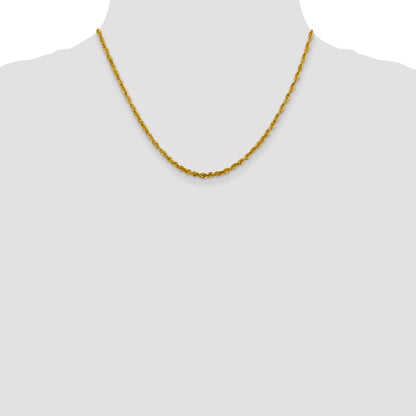 18 Inch 10K Yellow Gold 3mm Diamond Cut Lightweight Rope Chain Necklace