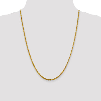 24 Inch 10K Yellow Gold 3mm Diamond Cut Lightweight Rope Chain Necklace