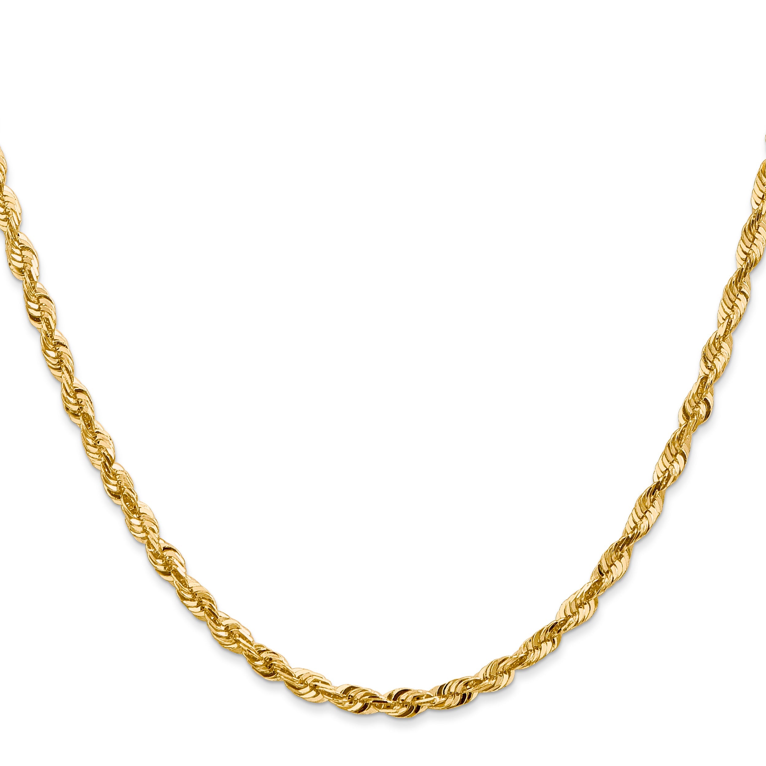 20 Inch 10K 3.5mm Diamond-Cut Lightweight Rope Chain Necklace