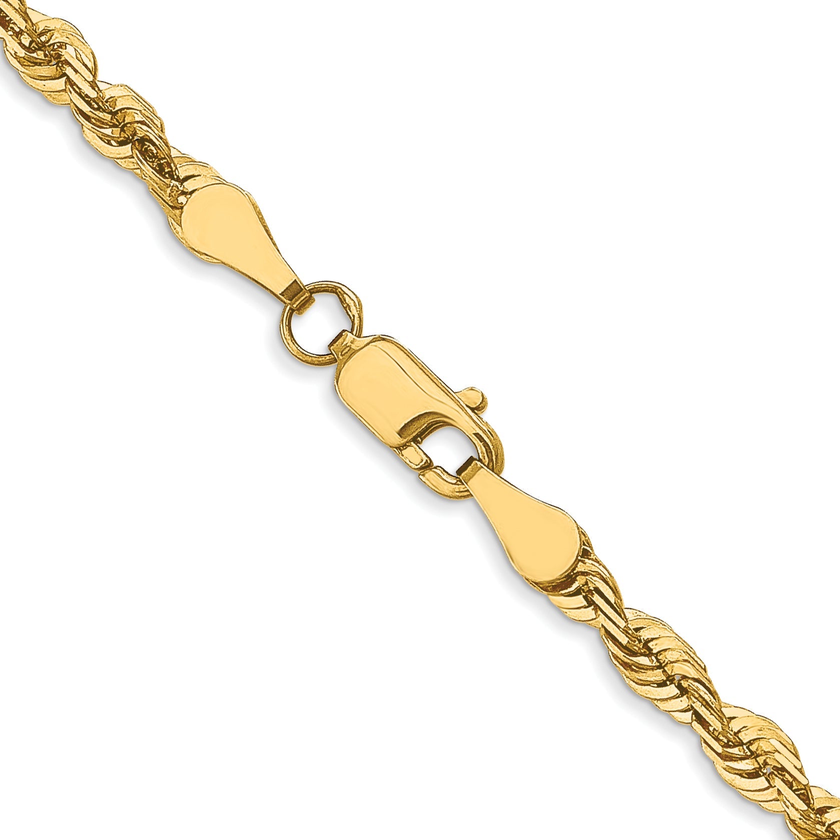 22 Inch 10K Yellow Gold 3.5mm Diamond Cut Lightweight Rope Chain Necklace
