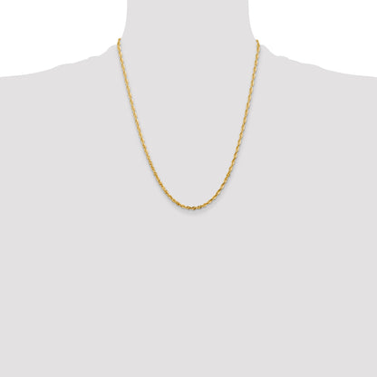 22 Inch 10K Yellow Gold 3.5mm Diamond Cut Lightweight Rope Chain Necklace