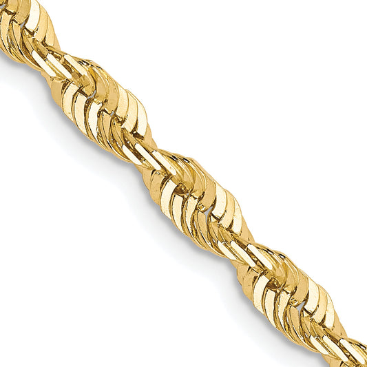 22 Inch 10K Yellow Gold 3.5mm Diamond Cut Lightweight Rope Chain Necklace