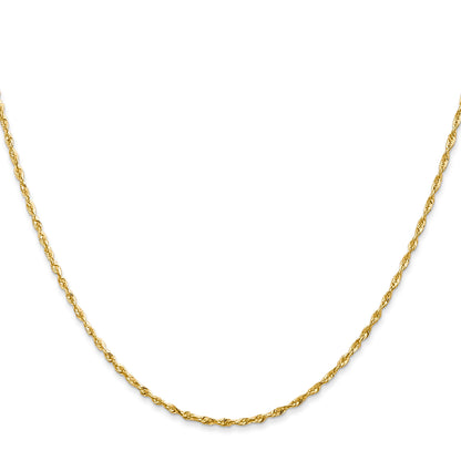 26 Inch 10K Yellow Gold 1.5mm Diamond Cut Lightweight Rope Chain Necklace