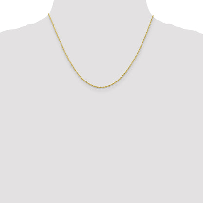 18 Inch 10K 1.5mm Diamond-Cut Lightweight Rope Chain Necklace