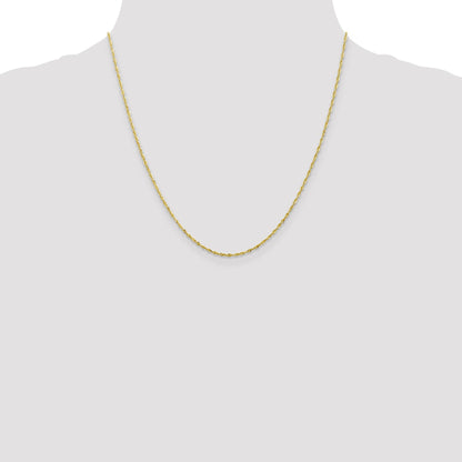 20 Inch 10K 1.5mm Diamond-Cut Lightweight Rope Chain Necklace