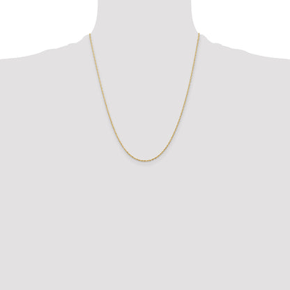22 Inch 10K Yellow Gold 1.5mm Diamond Cut Lightweight Rope Chain Necklace