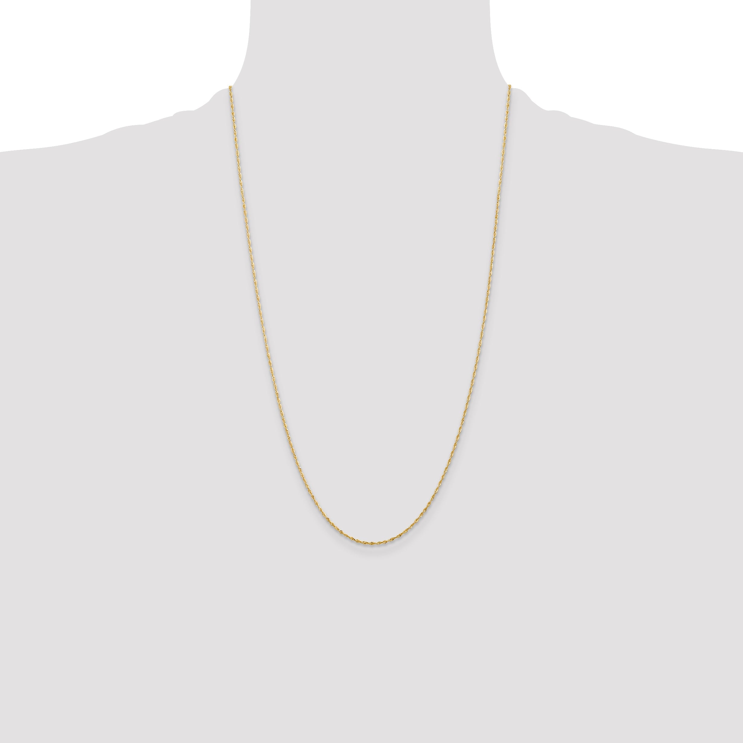26 Inch 10K Yellow Gold 1.5mm Diamond Cut Lightweight Rope Chain Necklace