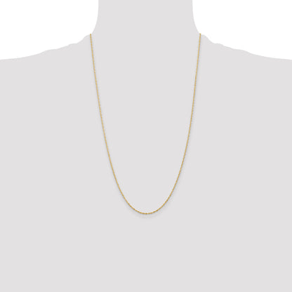 26 Inch 10K Yellow Gold 1.5mm Diamond Cut Lightweight Rope Chain Necklace