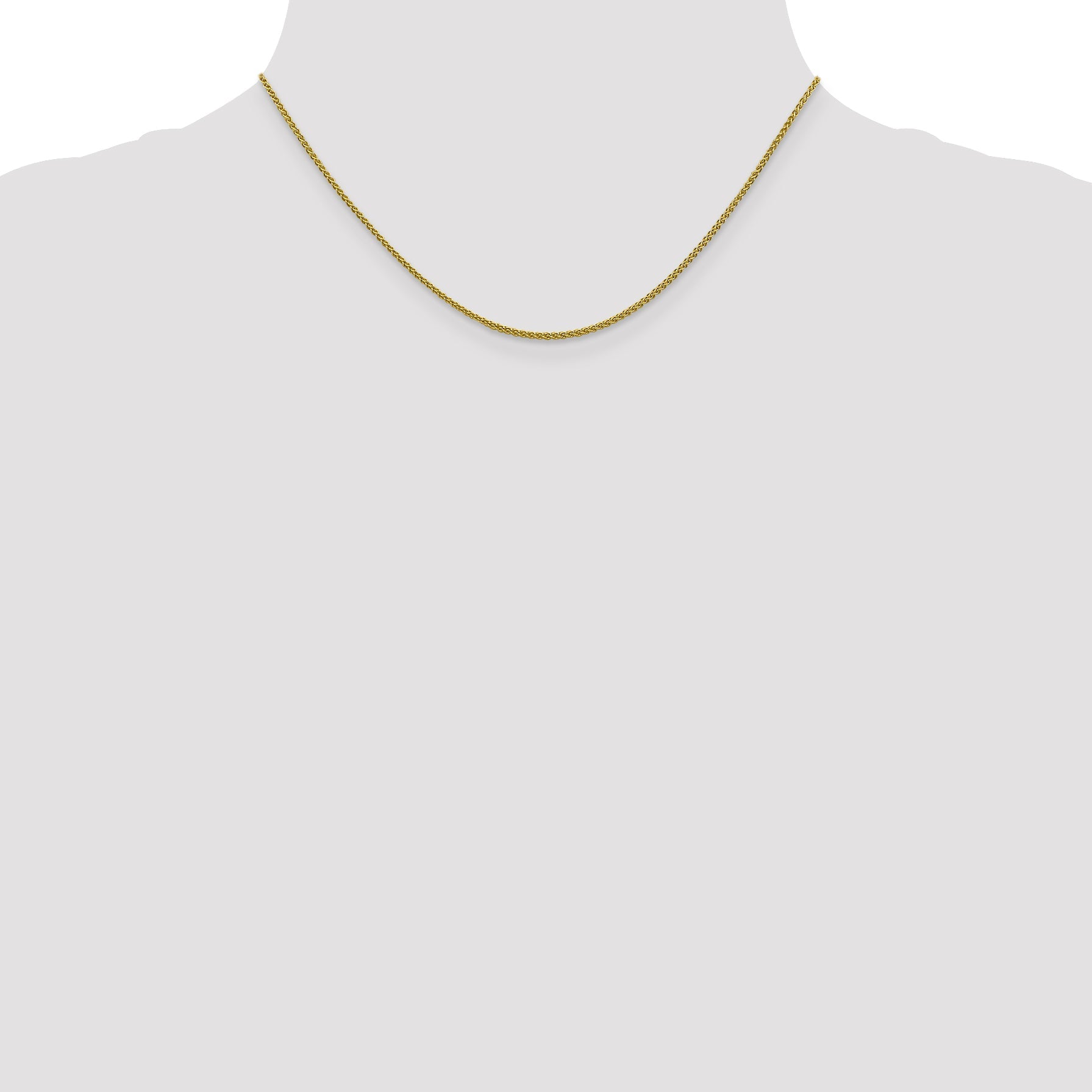 16 Inch 10K Yellow Gold 1.5mm D/C Spiga Chain Necklace