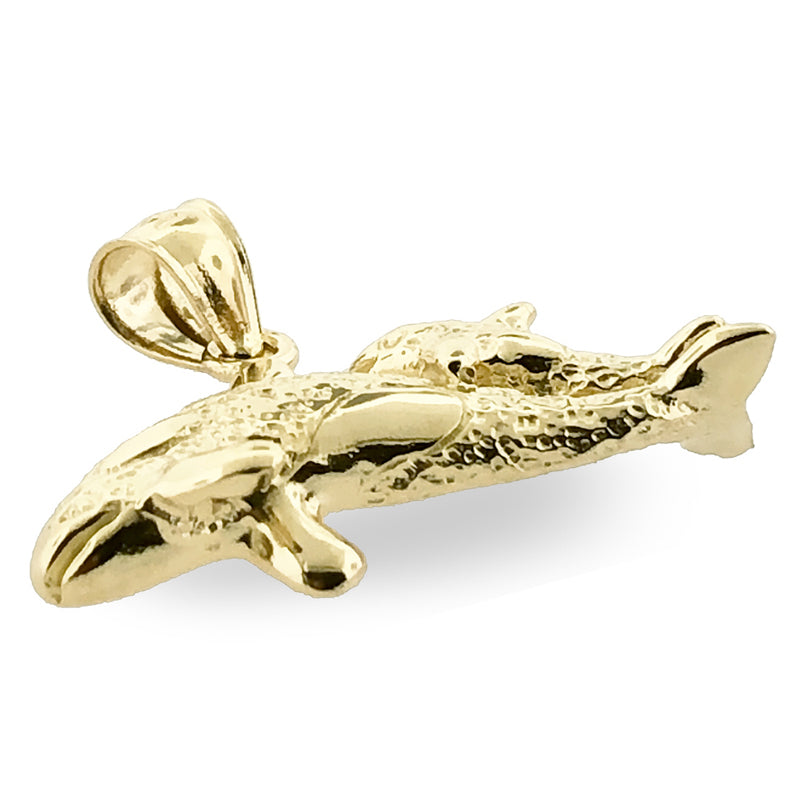 14K Gold Whale and Calf Charm