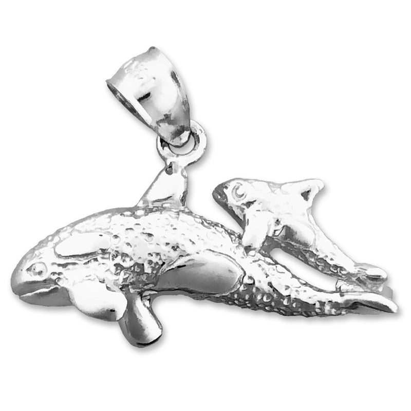 14K Gold Whale and Calf Charm