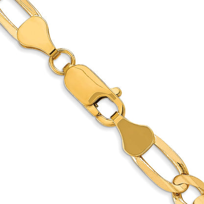 24 Inch 10K Yellow Gold 6mm Concave Figaro Chain Necklace