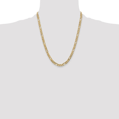 10K Yellow Gold 6mm Concave Figaro Bracelet