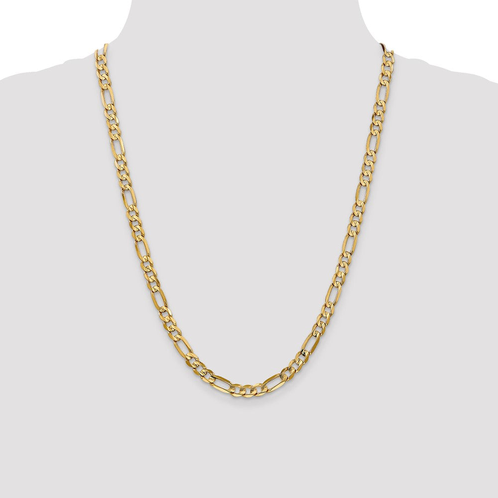 24 Inch 10K Yellow Gold 6mm Concave Figaro Chain Necklace