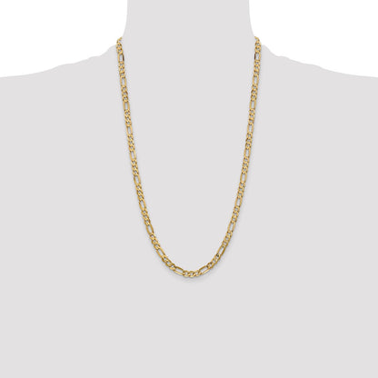 10K Yellow Gold 6mm Concave Figaro Bracelet