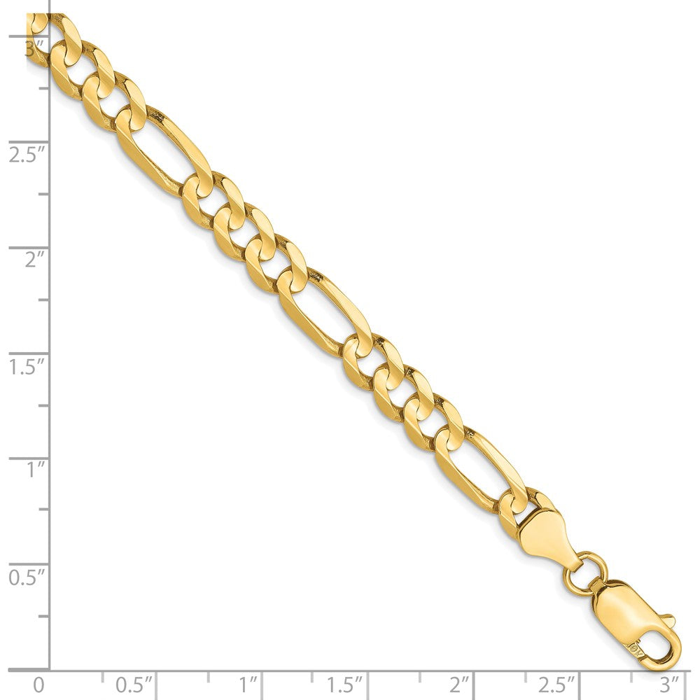 10K Yellow Gold 6mm Concave Figaro Bracelet