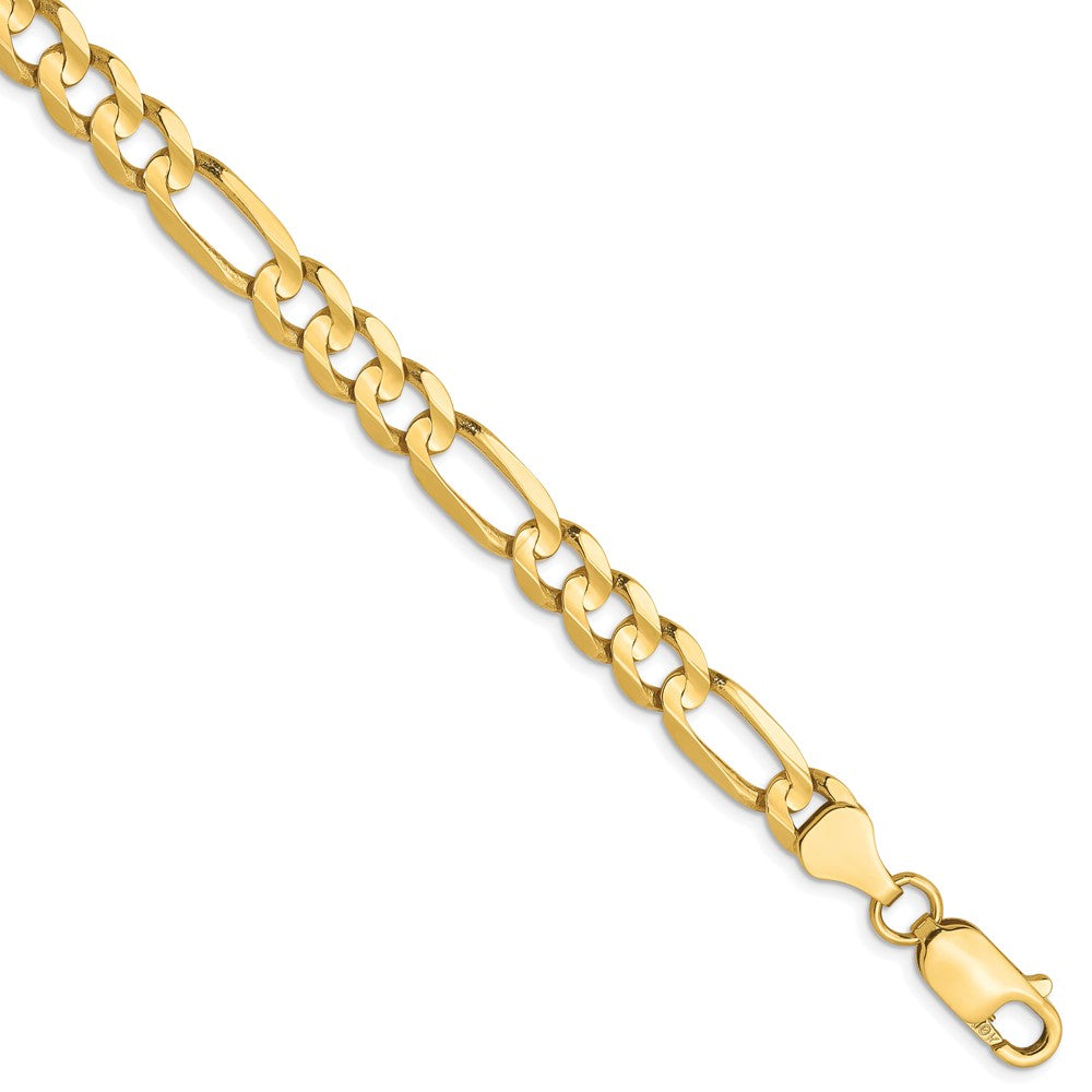 10K Yellow Gold 6mm Concave Figaro Bracelet