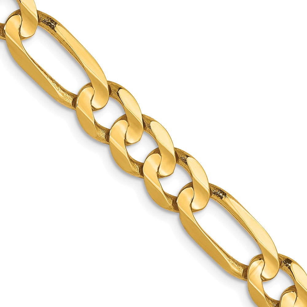 24 Inch 10K Yellow Gold 6mm Concave Figaro Chain Necklace