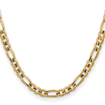 20 Inch 10K 7.5mm Concave Figaro Bracelet