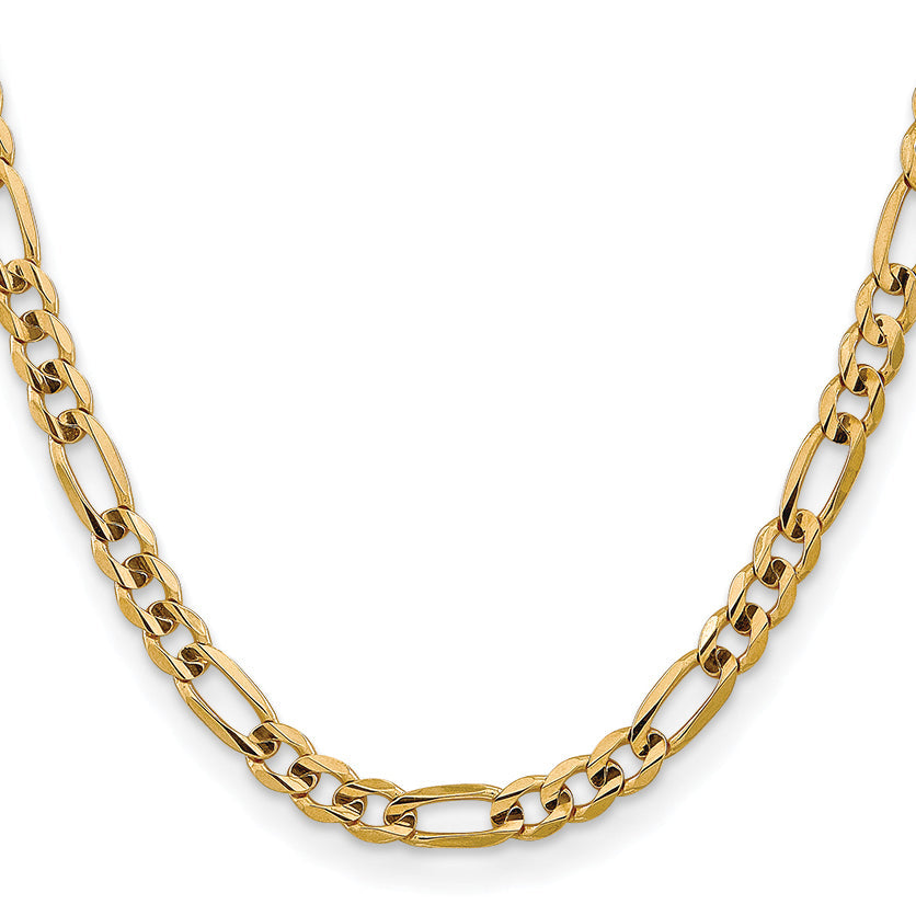 10K Yellow Gold 7.5mm Concave Figaro Bracelet