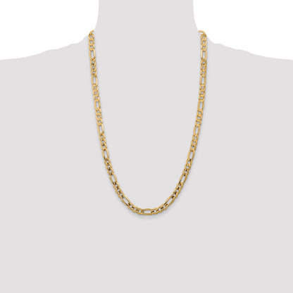 10K Yellow Gold 7.5mm Concave Figaro Bracelet